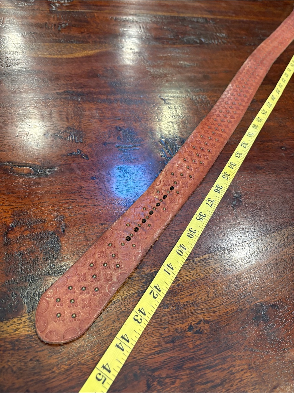 Vintage Lauren Ralph Lauren Brown Leather Western Studded Embossed Belt sz Large - Picture 16 of 16